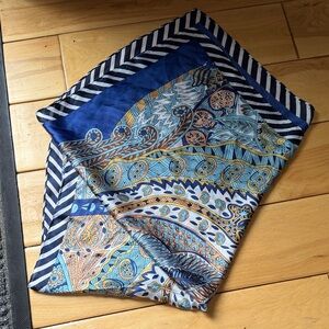 Blue and Orange Paisley silk scarf